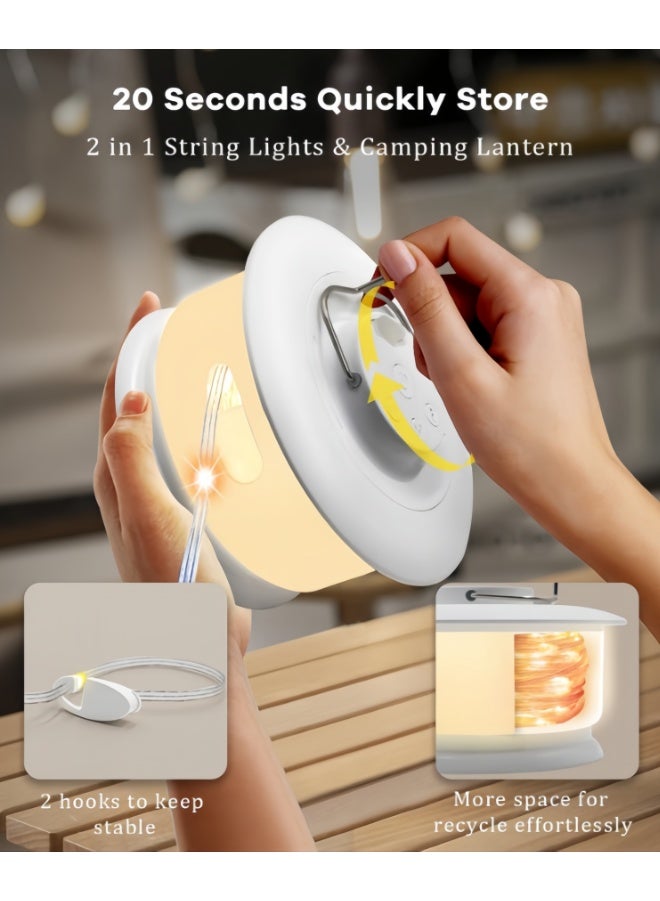 Rechargeable Camping String Lights 20 Meter, Retractable with 20s Quick Storage, USB-C Powered, IPX4 Waterproof, 5 Lighting Modes - Image 4